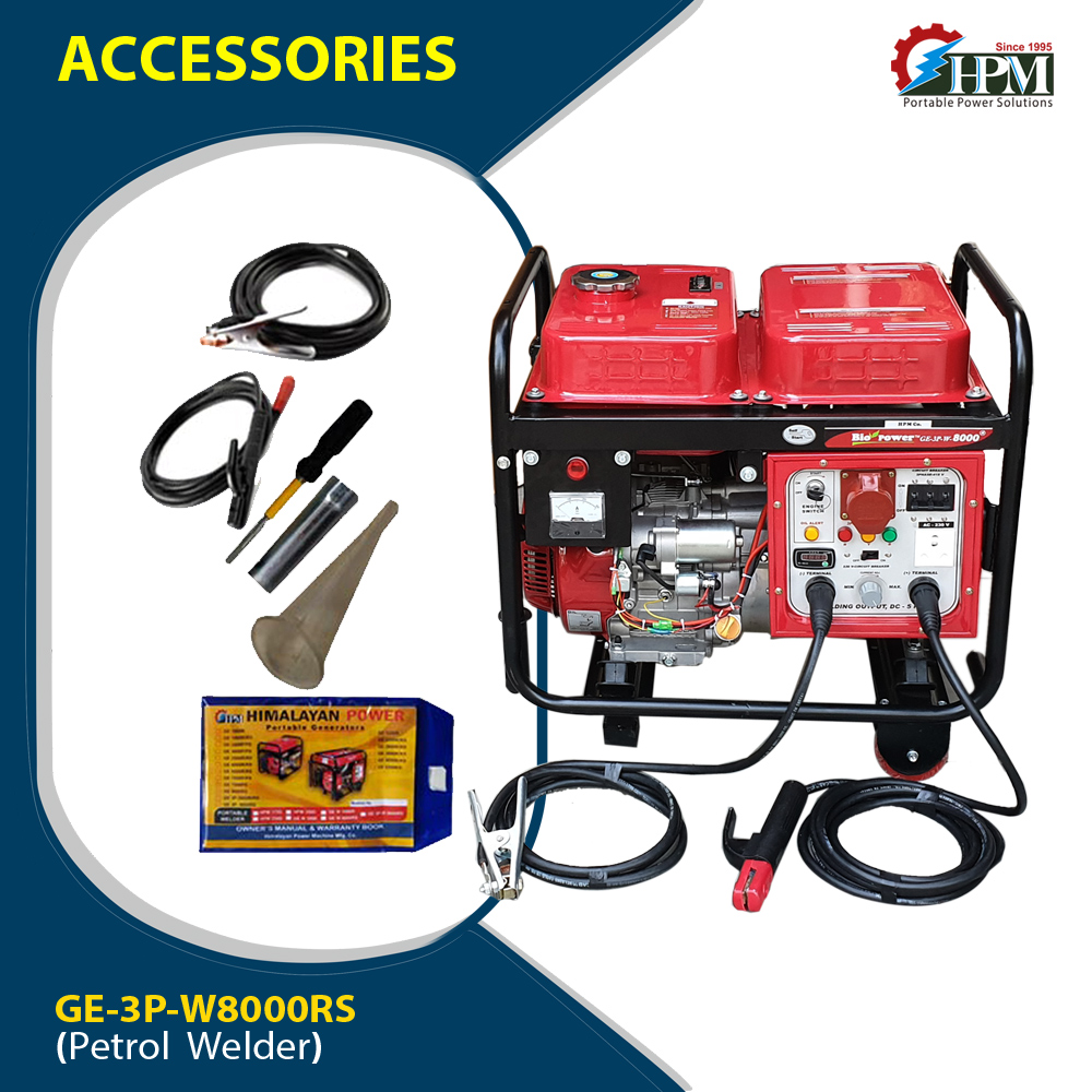 200 Amps Welding Generator 3 Phase - 6 KW,  Petrol Run, Model GE-3P-W8000RS